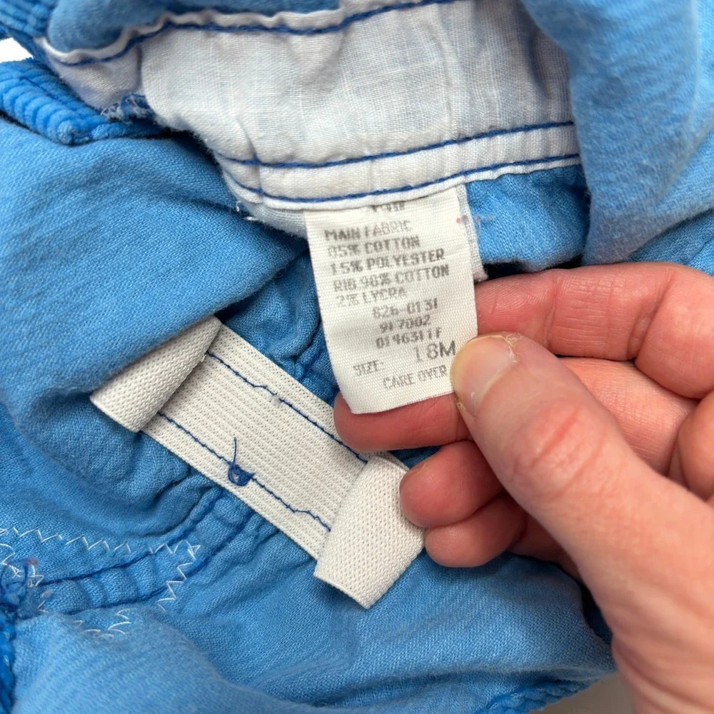Vintage OshKosh Blue Corduroy Overalls Baby Boys‎ 18 Mo Construction Mouse Patch